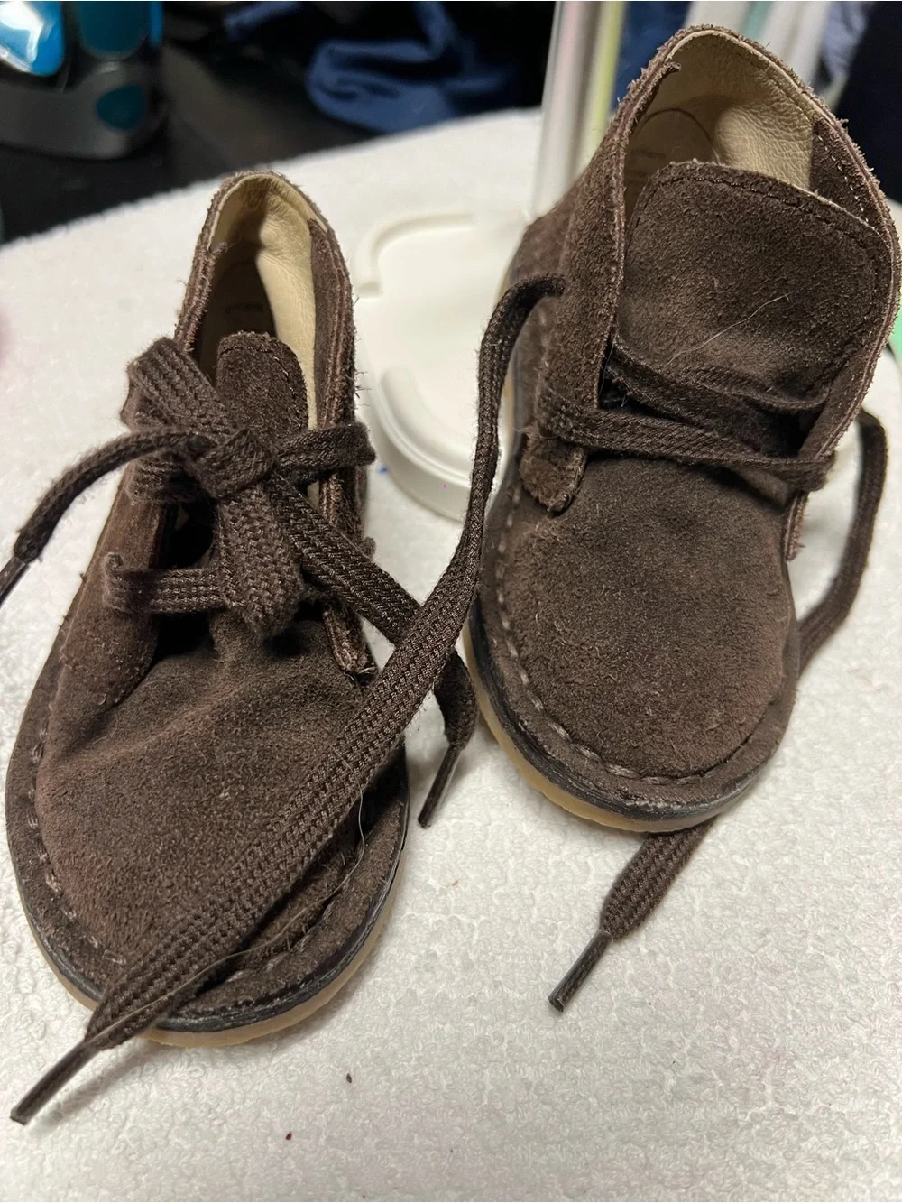 Nordstrom Brown Suede & Leather Lace-Up Baby Shoes